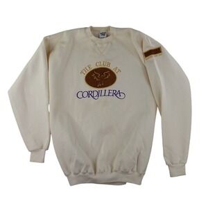 Vintage 1994 Club at Cordillera Crewneck Sweatshirt USA Made Golf Cream Mens L